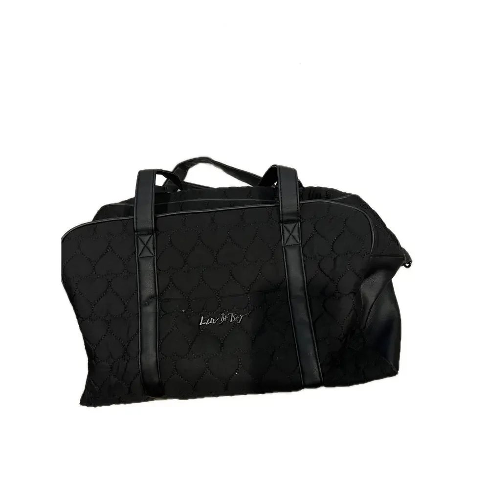 Betsey Johnson Black Heart Quilted Travel Bag 18x12x9 inches